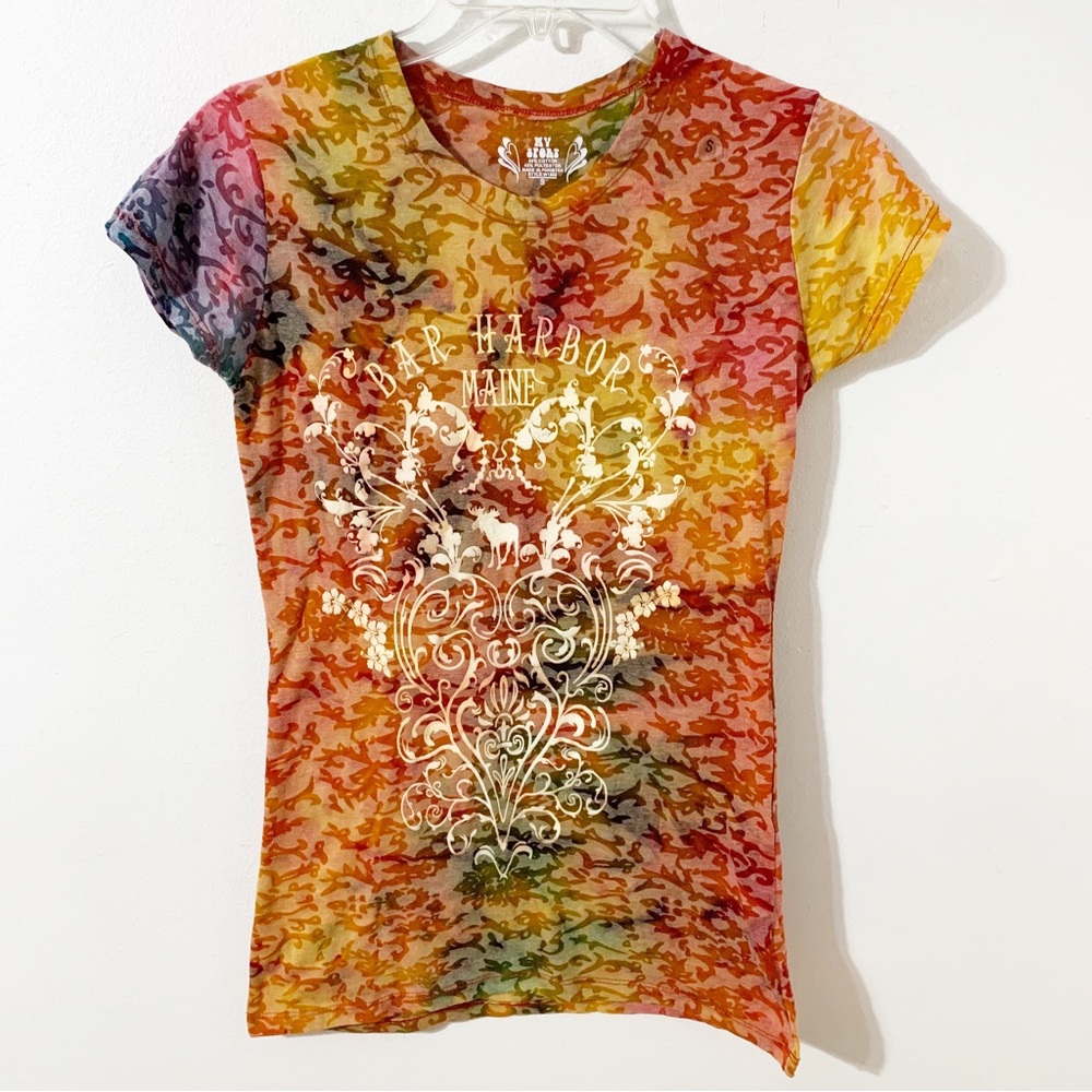 My Sport Burn Out Bar Harbor Maine Graphic Short Sleeve Tee. Shirt Multi Colored